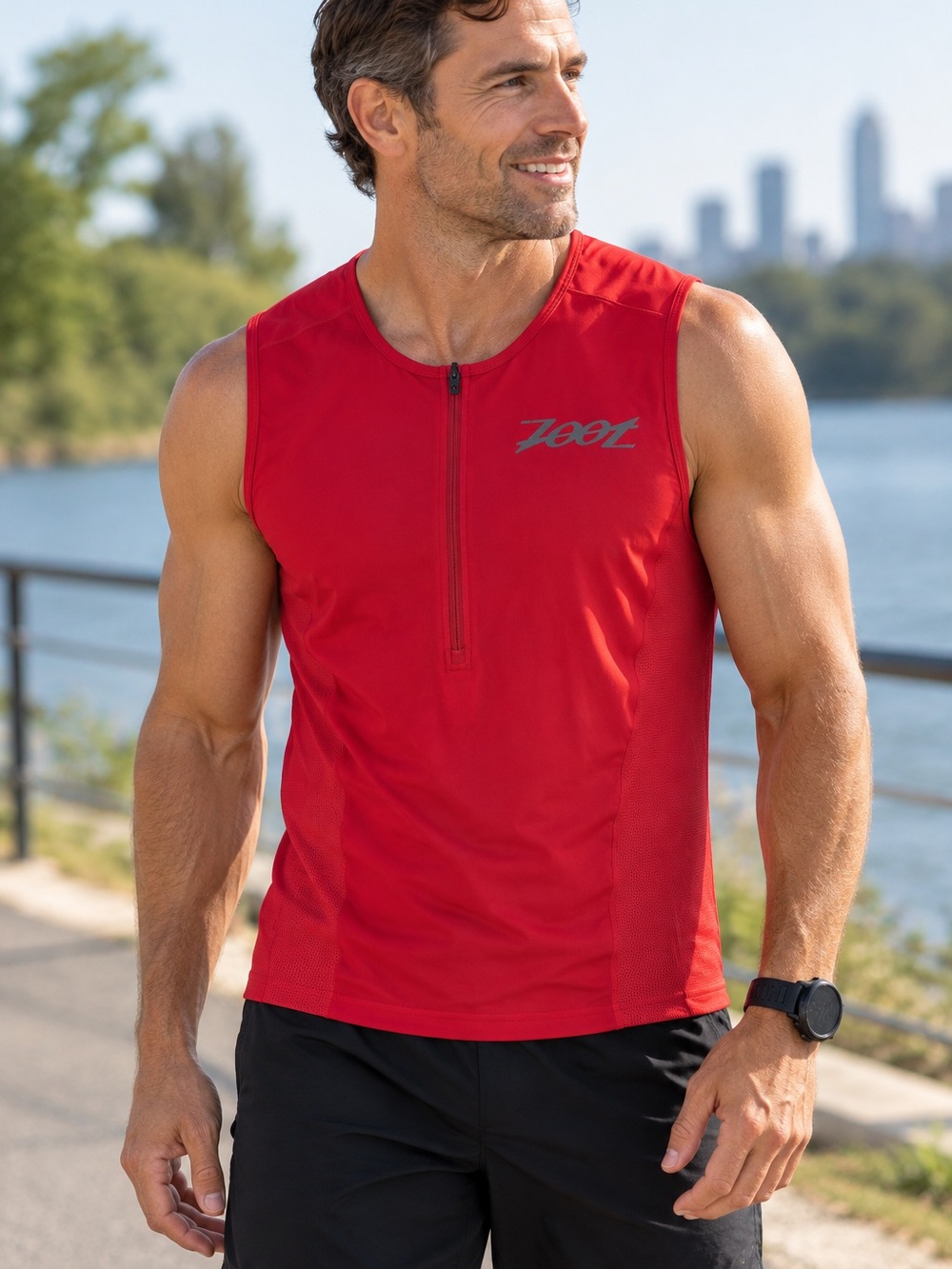Zoot men’s core tri tank athletic sleeveless shirt zip pocket running size XL